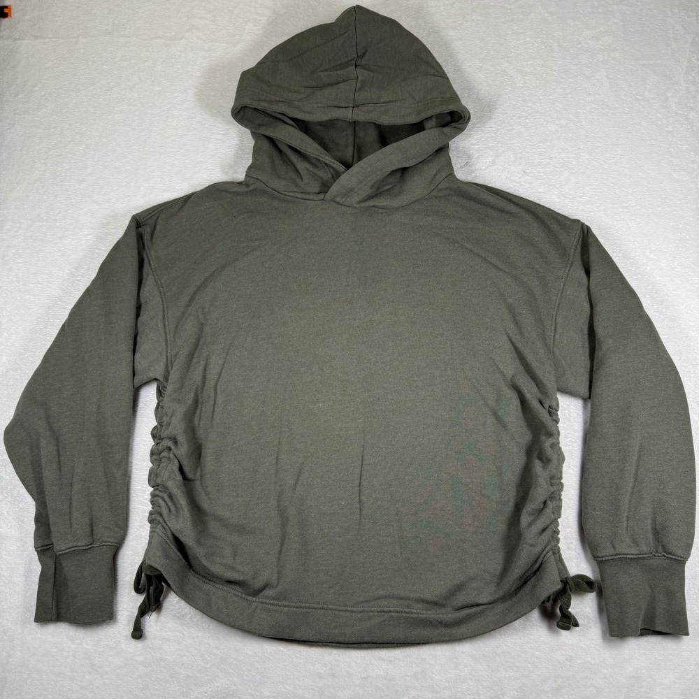 Aerie Womens XL‎ Olive Green Ruched Side Cinch Pullover Hoodie Sweatshirt 05/22